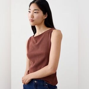 Banana Republic Crinkle Jacquard Brown Sleeveless Women's Top M NWT Never worn